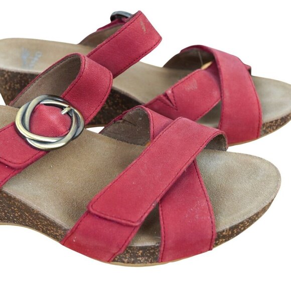 Dansko Suzie Womens Red Wedge Sandals‎ With Buckle Strap Sz 9.5 - 10 - Picture 3 of 8